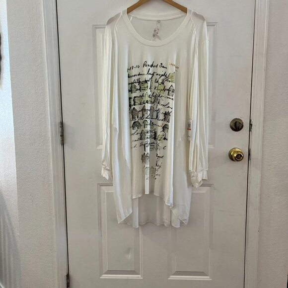 Melissa McCarthy Seven7 White Plus-Size Oversized Long Sleeve Tunic Sz 3x - Picture 2 of 9
